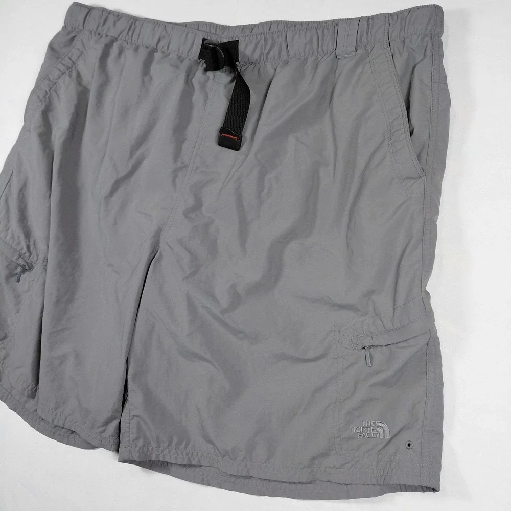 The North Face Mens XXL Gray Belted Nylon Cargo Hiking Shorts Mesh Lined